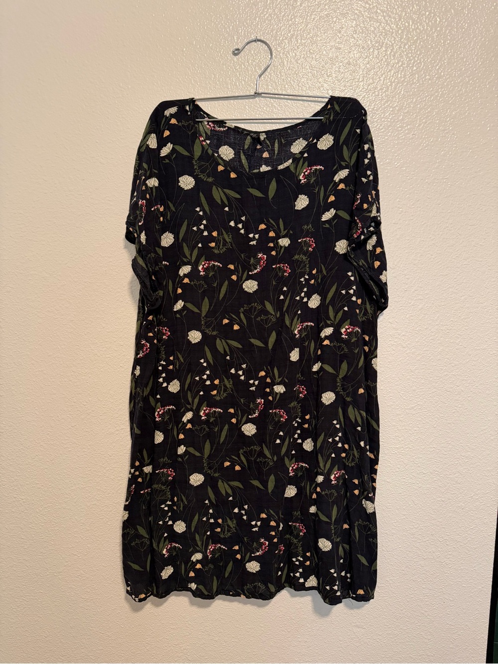Floral Dark blue Short-Sleeve Women's Dress